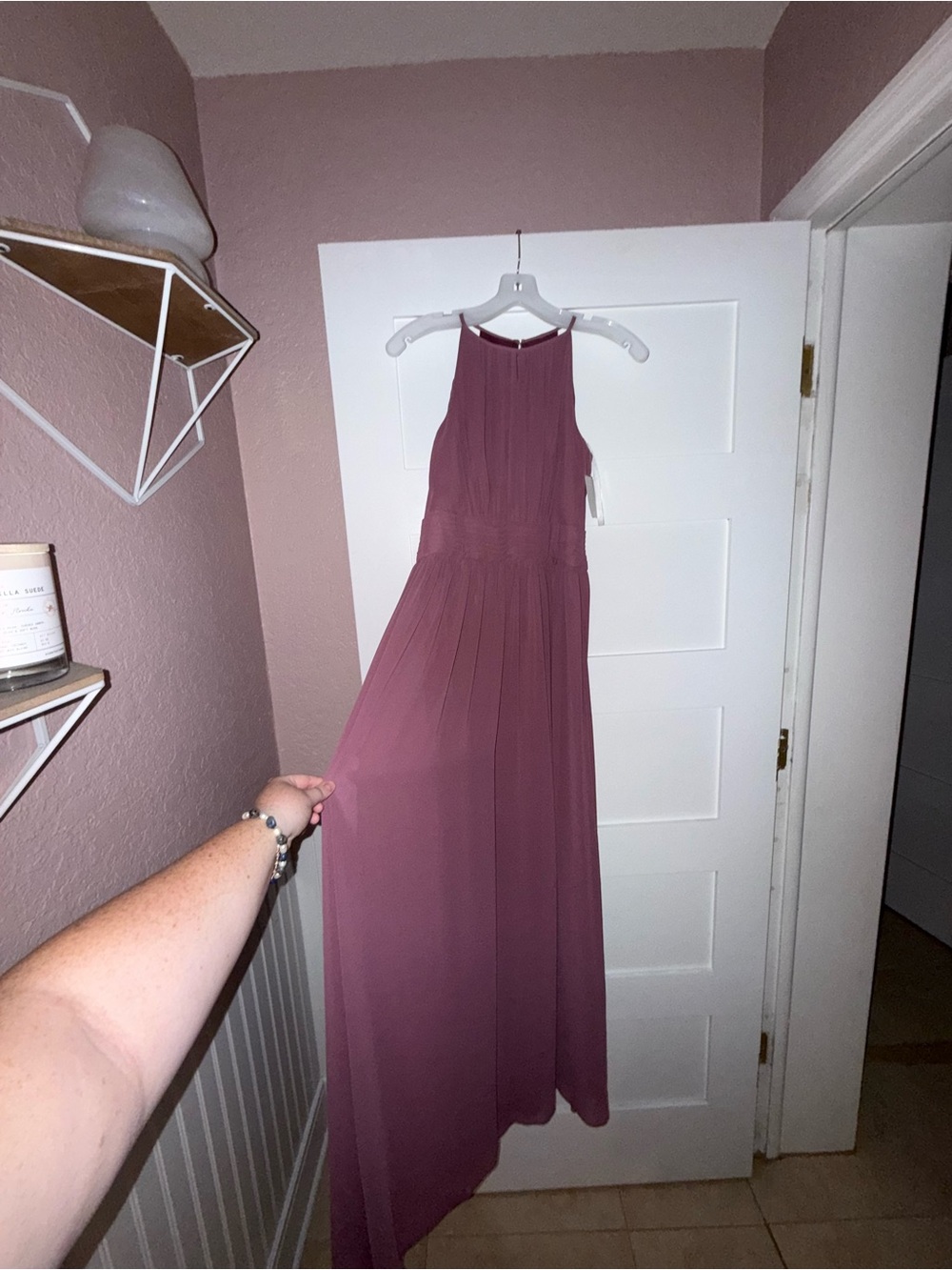 David's Bridal Chianti High-Neck Chiffon Maxi Dress - Picture 3 of 4